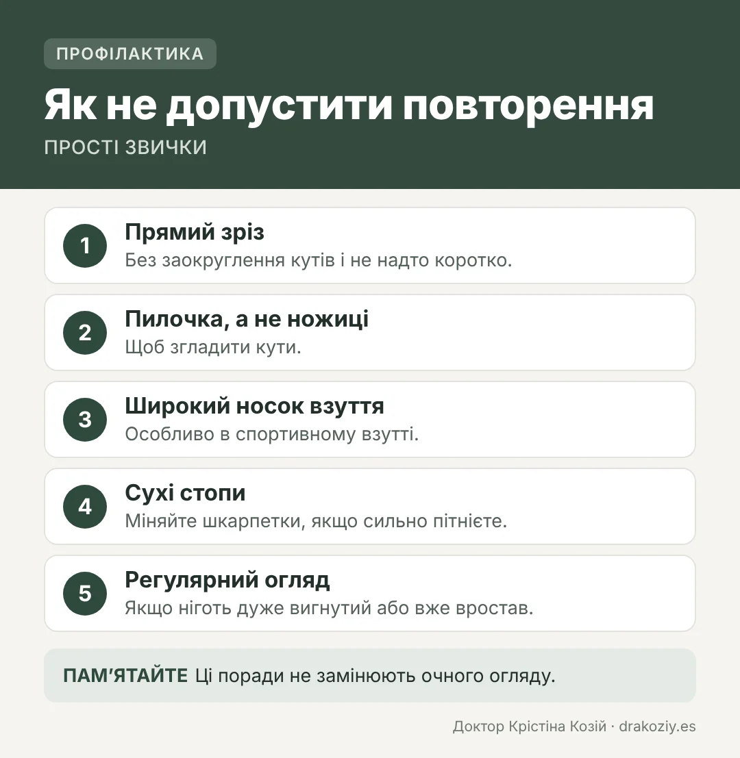Як не допустити повторення врослого нігтя: рівний зріз, правильне взуття і огляди